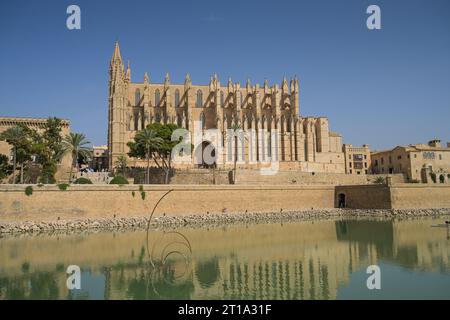 Südansicht der Kathedrale, Catedral de Palma de Mallorca, Palma, Mallorca, Spanien Stockfoto