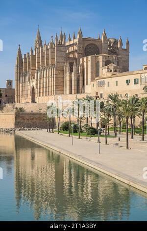 Südostansicht der Kathedrale, Catedral de Palma de Mallorca, Palma, Mallorca, Spanien Stockfoto