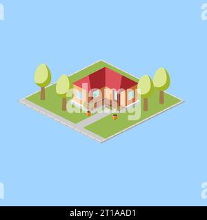 Isometrisches Wohngebäude, Vektorillustration. Stock Vektor