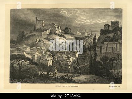 Allgemeine Ansicht der Alhambra im 19. Jahrhundert, Granada, Andalusien, Spanien von Baron CH. D'Avillier, illustriert von Gustave Dore Stockfoto