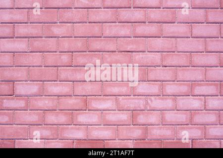 Rote Betonfliesen im Landschaftsdesign auf dem Bürgersteig oder auf der Terrasse. Blockpfad außen dekorieren. Stockfoto