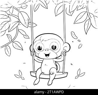 Monkey Cartoon Design. Tierzoo Leben Natur und Fauna Thema Vektor Illustration Stock Vektor