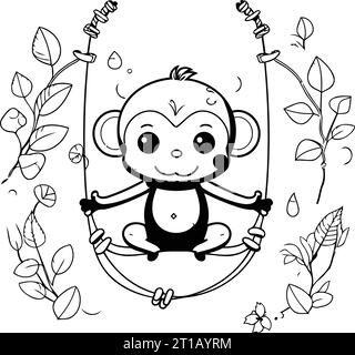 Monkey Cartoon Design. Tier Zoo Leben Natur Charakter Kindheit und entzückendes Thema Vektor Illustration Stock Vektor