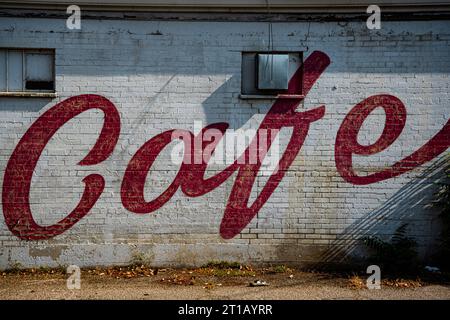 Seitenwand des mittlerweile nicht mehr existierenden, aber beliebten Sav-on Cafe an der Main Street, Boise, Idaho, USA Stockfoto