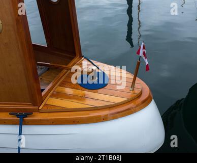 Beim jährlichen Victoria Classic Boat Festival in Victoria Harbour, Victoria, BC, wird viel Liebe zum Detail geboten Stockfoto