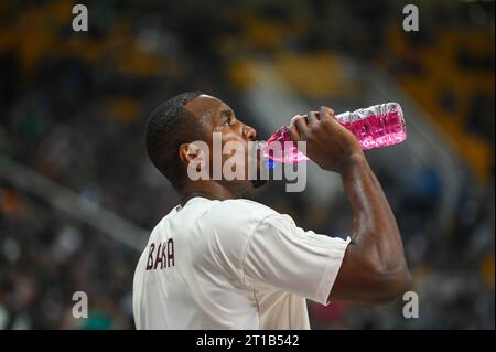 Athen, Griechenland. Oktober 2023. 14 Serge Ibaka vom FC Bayern München während der Euroleague, Runde 2, Spiel zwischen Panathinaikos Athen und FC Bayern München am 12. Oktober 2023 in Oaka Altion in Athen, Griechenland. Quelle: Unabhängige Fotoagentur/Alamy Live News Stockfoto