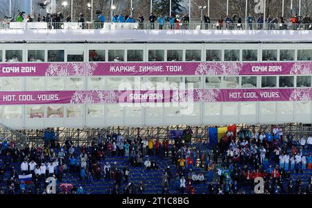 Design Langlauf Skiathlon 7,5/7,5 km C/F - Damen in Sotschi, Russland am 08.02.2014 Stockfoto