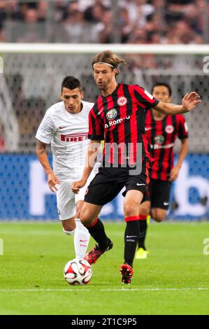 Martin Lanig (13) Aktion Freundschaftsspiel Eintracht Frankfurt - Inter Mailand 3:1 in Frankfurt, Deutschland am 10.08.2014 Stockfoto