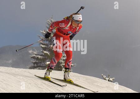 ECKHOFF Tiril NOR Aktion Biathlon Weltcup 7,5 KM Sprint der Frauen in Hochfilzen, Oesterreich am 12.12.2014 Stockfoto