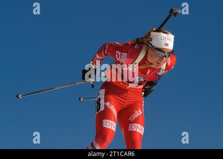 ECKHOFF Tiril NOR Aktion Biathlon Weltcup 7,5 KM Sprint der Frauen in Hochfilzen, Oesterreich am 12.12.2014 Stockfoto