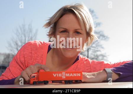 Martina Beck ( geb. Glagow) bei Privataufnahmen Viessmann Selection Katalog in Felden, Deutschland am 13.03.2014 Stockfoto