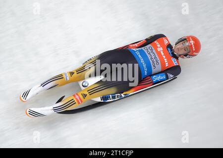 Natalie Geisenberger Aktion Viessmann Rodel Welt Cup in Igls, Oesterreich am 29.11.2014 Stockfoto