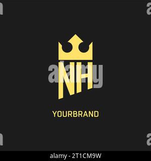 Monogramm-NH-Logo-Schild Kronenform, elegante und luxuriöse Vektorgrafik im ersten Logostil Stock Vektor