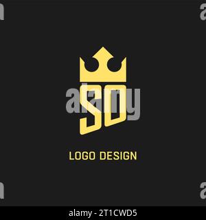 Monogramm SO Logo Schildkrone Form, elegante und luxuriöse erste Logo Stil Vektorgrafik Stock Vektor