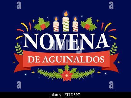 Novena de Aguinaldos Vektor-Illustration mit Feiertagstradition für Familien, um an Weihnachten in flachem Zeichentrick Hintergrund Design zusammenzukommen Stock Vektor