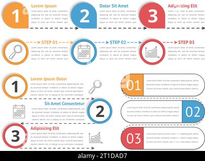 Vier einfache Vorlagen für die Infografiken, wie Schritte, Workflow Diagramme, Optionen, etc. verwendet werden können, Vector EPS 10 Abbildung Stock Vektor