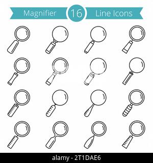 16 Lupe Zeile für Symbole, Icons, Vector EPS 10 Abbildung Stock Vektor