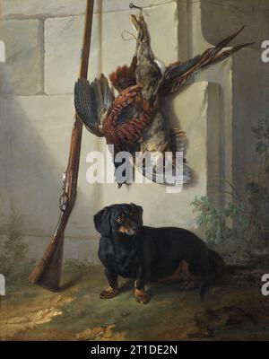 Der Dachshound Pehr mit Dead Game und Gewehr, 1740. Stockfoto