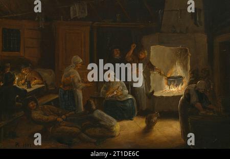 In einem Bauernhaus in SM&#xe5;Land, 1801. Stockfoto