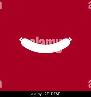 Weiße Silhouette von Wurst. Symbol für abgewickelte Vektoren. Isolierte Abbildung. Stock Vektor