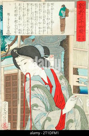 Kompiliertes Album aus der Four Series: A Mirror of Famous Generals of Japan; Comic-Bilder berühmter Orte im zivilisierten Tokio; 24 Errungenschaften im imperialen Japan; 24 Stunden in Shinbashi und Yanagibashi (Bild 18 von 35), zwischen 1876 und 1882. Stockfoto