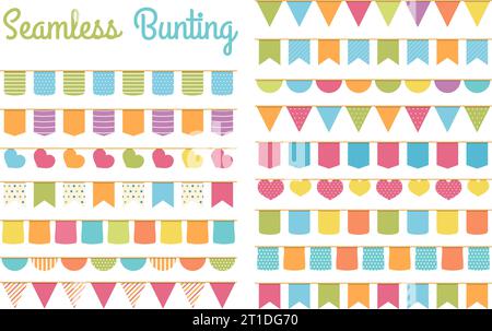 Nahtlose bunting für die Dekoration von Einladungen, Glückwunschkarten usw., wimpelketten Fahnen, Vector EPS 10 Abbildung Stock Vektor
