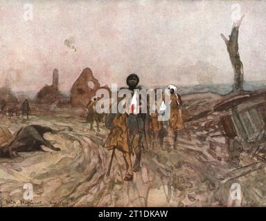 "Six Mois Dans la Somme; Senegalais Blesses, sur la Route d'Assevillers (Septembre 1916)", 1916. Aus L'Album de la Guerre 1914-1919, Band 1 [L'Illustration, Paris, 1924]. Stockfoto
