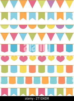 Nahtlose bunting für die Dekoration von Einladungen, Glückwunschkarten usw., wimpelketten Fahnen, Vector EPS 10 Abbildung Stock Vektor