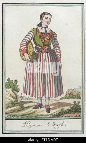 Kostüme de Diff&#xe9;Miete zahlt, 'paysanne de Zurich', c1797. Stockfoto