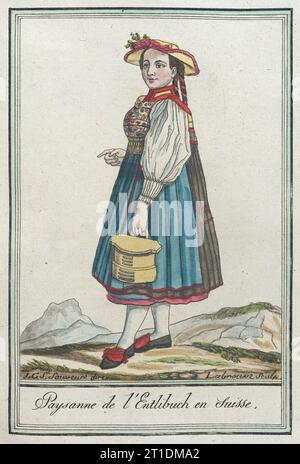 Kostüme de Diff&#xe9;Miete zahlt, 'paysanne de l'Entlibuch en Suisse', c1797. Stockfoto