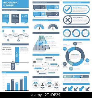 Infografik Elemente - timeline, Balken, Pyramide, Prozessablauf, Tortendiagramm, Diagramme, Flussdiagramme, Workflow, Schritte, Optionen, Prozent Stock Vektor