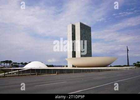 BRASILIA, BRASILIEN - 30. AUGUST 2023: Brasilianischer Nationalkongress in Brasilia Stockfoto