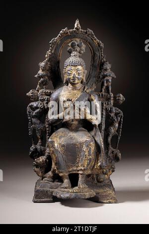 Buddha Shakyamuni oder der Bodhisattva Maitreya, Anfang des 8. Jahrhunderts. Stockfoto