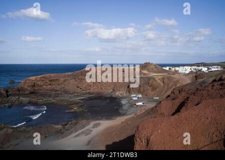 Spanien, Kanarische Inseln, Lanzarote: El Golfo Stockfoto