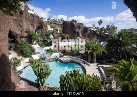 Spanien, Kanarische Inseln, Lanzarote: Lagomar Museum, Museao Lagomar oder Casa Omar Sharif, entworfen vom Architekten Jesus Soto, in Nazaret Stockfoto