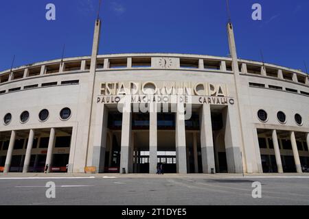 SAO PAULO, BRASILIEN - 19. SEPTEMBER 2023: Pacaembu Stadium, vollständiger Name: Estadio Municipal Paulo Machado de Carvalho, Sao Paulo, Brasilien Stockfoto