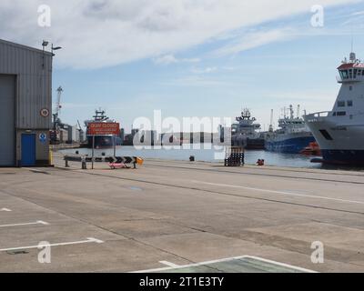 ABERDEEN, Großbritannien - 14. SEPTEMBER 2023: Hafen von Aberdeen Stockfoto