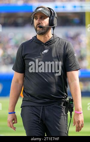 Philadelphia Eagles Head Coach Nick Sirianni während eines Spiels der NFL, Philadelphia Eagles vs. Los Angeles Rams, Sonntag, 9. Oktober 2023, in Los Angeles, Stockfoto