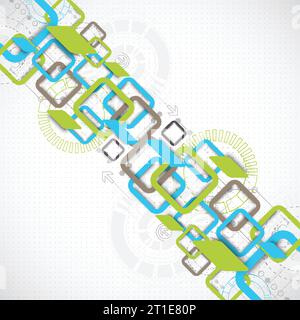 Abstrakter quadratischer Hintergrund der Technologie. Vektor Stock Vektor