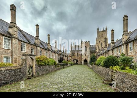 Vicars Close, die älteste reine Wohnstraße Europas aus den 1300er Jahren Wells, Somerset Stockfoto