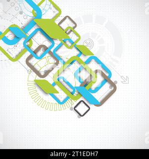 Abstrakter quadratischer Hintergrund der Technologie. Vektor Stock Vektor