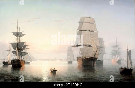 Boston Harbor, Sunset, zwischen 1850 und 1855. Stockfoto