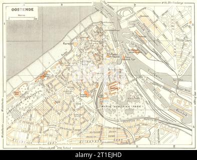 BELGIEN. Ostende(Oostende)Littoral 1953 alte alte Karte Plan Diagramm Stockfoto