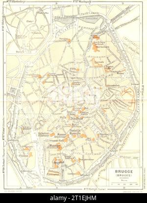 BELGIEN. Brugge 1953 alte Karte Stockfoto