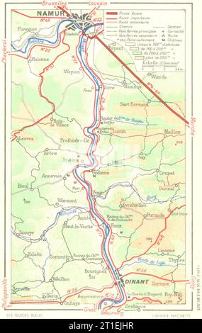 BELGIEN. Vallee de Meuse-Dinant eine Namur 1953 alte Karte Stockfoto