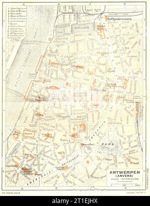 BELGIEN. Antwerpen (Anvers) 1953 alte alte Karte Plan Diagramm Stockfoto