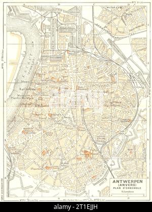 BELGIEN. Anvers (Antwerpen). Plan D'Ensemble 1953 alte Karte Stockfoto