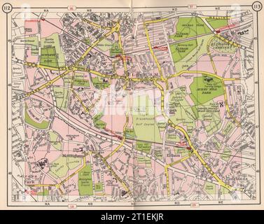 SE LONDON. Mottingham Eltham Grove Park Longlands New Eltham 1953 alte Karte Stockfoto