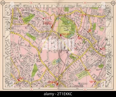 S LONDON. Upper/South Norwood Sydenham Thornton Heath Anerley Penge 1953 Karte Stockfoto