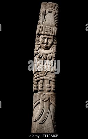 Huastec-Statue, die den Gott Quetzalcoatl-Eha-Nationalmuseum für Anthropologie darstellt, Mexiko-Stadt. Stockfoto